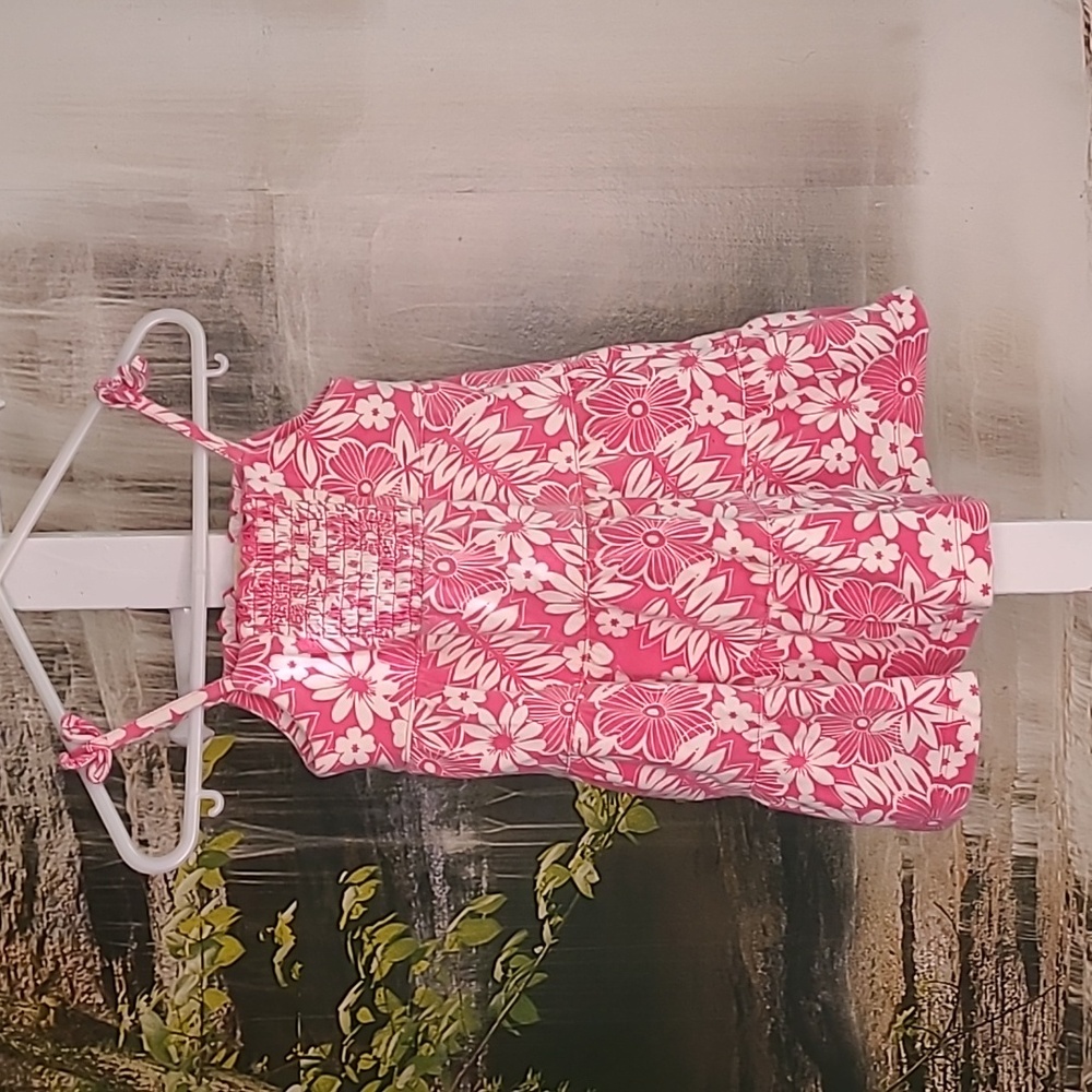 Girls 24 months Pink and White spaghetti straps summer sun dress